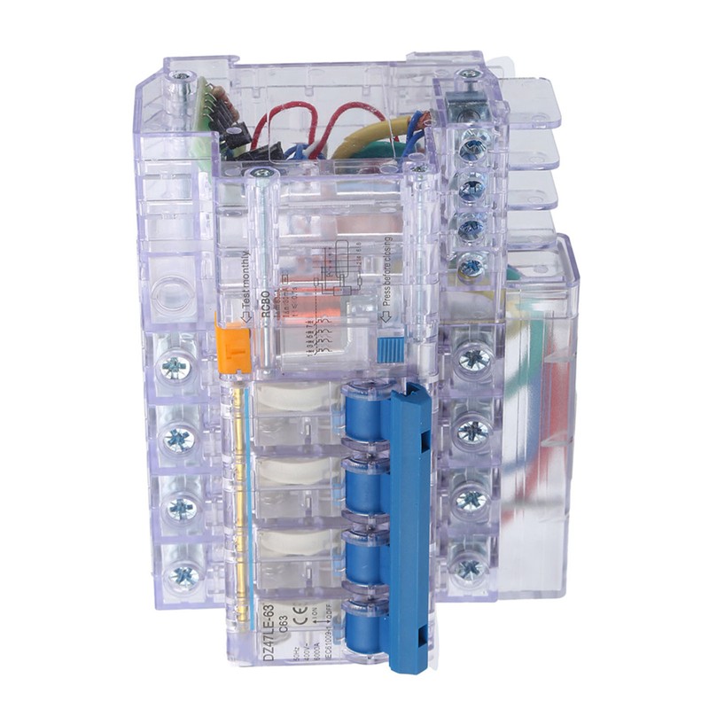 DZ47LE-63 2P C63 Small Circuit Breaker Transparent Household Earth Leakage