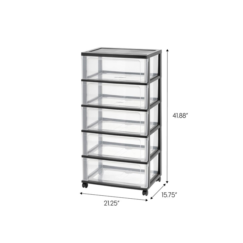 IRIS 110306 110306 5-Drawer Wide Chest, Black