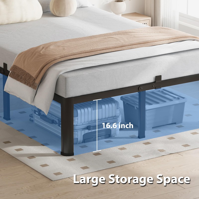 18 Inch King Size Bed Frame, 3500Lbs Heavy Duty Metal