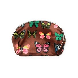 5" x 8" Butterfly Theme Large Zipper Cosmetic All Purpose Bag (Brown)