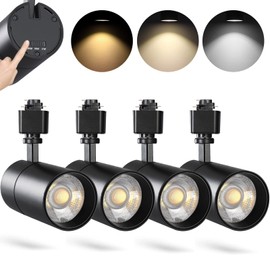 VANoopee 3-Color 20W H Track Lighting Heads Dimmable No Flicker Bright LED Track Lighting Fixtures for Accent Task Retail Kitchen Ceiling Track Light H Type Pack of 4 - CRI90+ 36° 2000lm Black