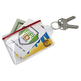 5 Pack - Water Resistant Resealable Badge Holders with Key Ring and Zip Seal for College Student ID, Fuel Card ID Badge and More by Specialist ID