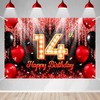 Happy 14th Birthday Backdrop Banner Black and Red Theme Background