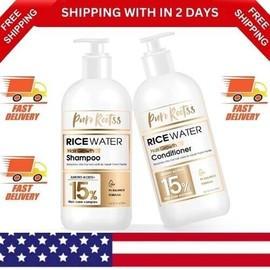 PureRootss Rice Water Shampoo and Conditioner Set for Hair Growth, Thinning Hair and anti H