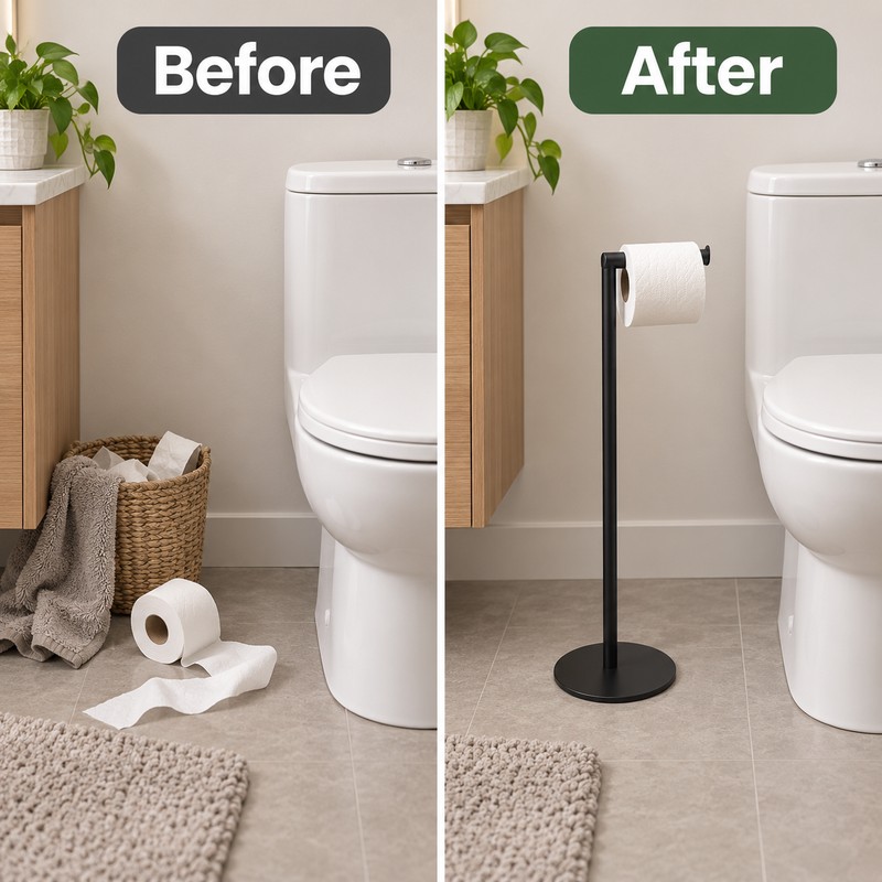 Free Standing Toilet Paper Holder, Stainless Steel Rustproof Tissue Roll