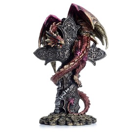 Puckator Dark Legends Celtic Cross Treasure Guardian Dragon - Home Decoration - Celtic Cross Dragon - Ornaments - Resin - Home Accessories - - Living Room Accessories - Fantasy Gifts For Men
