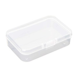 AKOAK Clear Polypropylene Rectangle Mini Storage Containers Box with Hinged Lid for Accessories,Crafts,Learning Supplies,Screws,Drills,Battery,Pack of 4 (3.26" x 2.12" x 0.7")