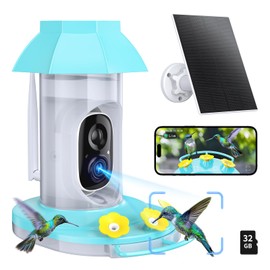 Hummingbird Feeder with Camera,1080P Solar Bird Feeders Camera for Outdoors Hanging, AI Identify Bird Species, Ant Moat & Bee Proof, Easy Clean & Refill, Gift for Bird Lovers