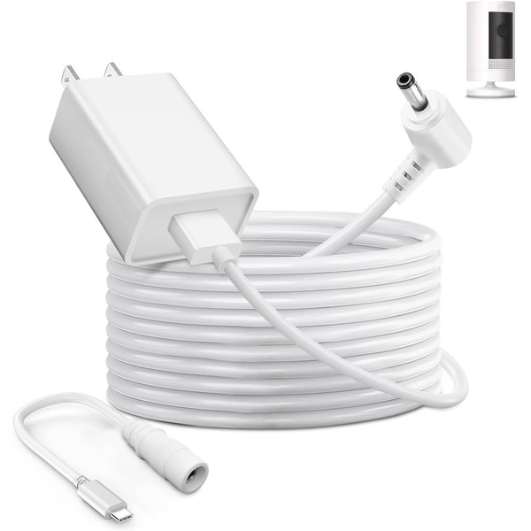 WSUOERZER (4m/13.1ft) White Power Adapter Charger Cord Compatible with Ring