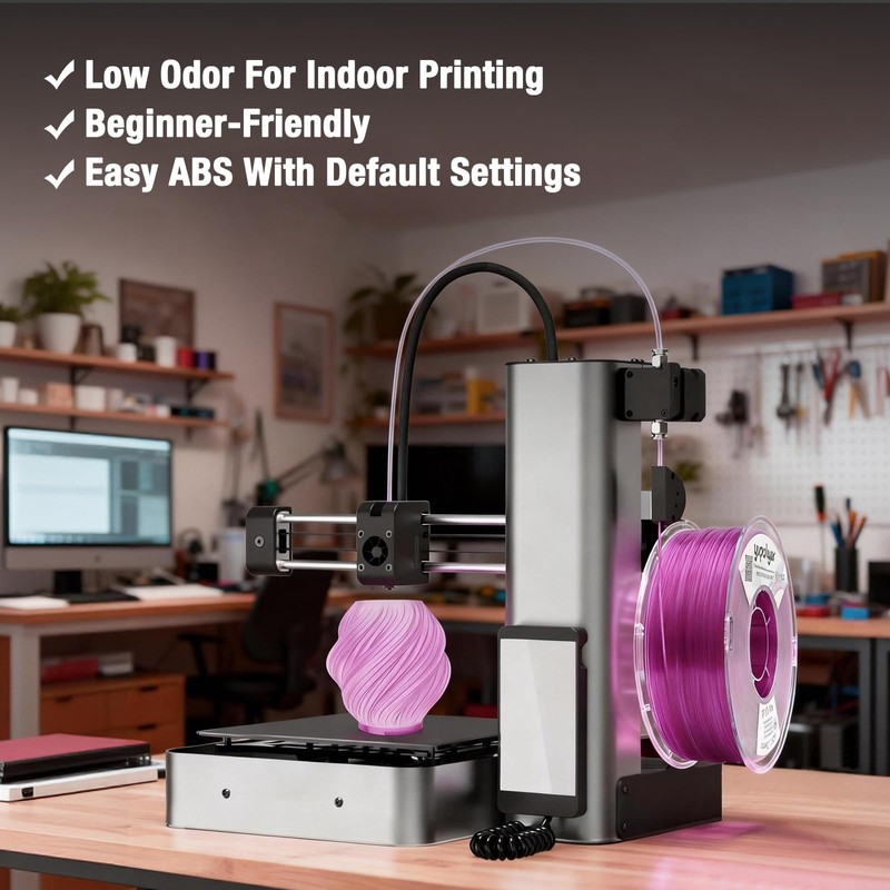 YXPOLYER ABS Filament Low Odor ABS+ 3D Printing Transparent Pink