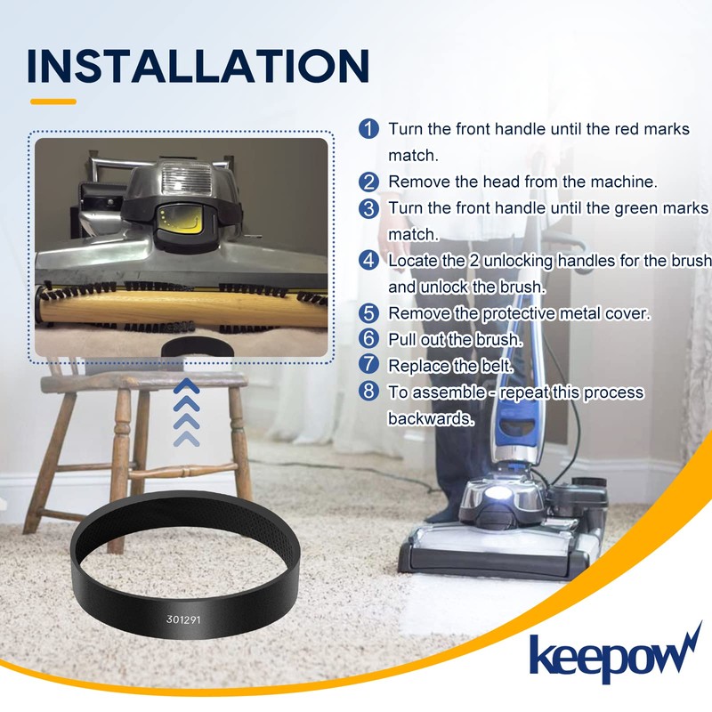 KEEPOW Vacuum Belt for Kirby, 301291G Replacement Belt Compatible with