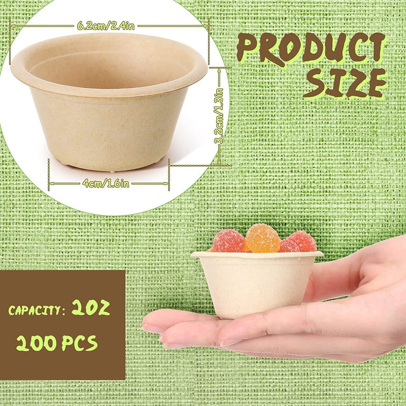 200 Natural Bagasse Fiber Cups Disposable Food Cup Sugarcane Fiber