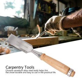 Wood Chisel Tool, 32 mm Cr-V Construction Wooden Handle Flat Chisel for Carpenters Woodworking Carving Woodworking Chisel