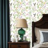 HOMETITUTE Hummingbird Floral Garden Wallpaper Peel and Stick Contact Paper