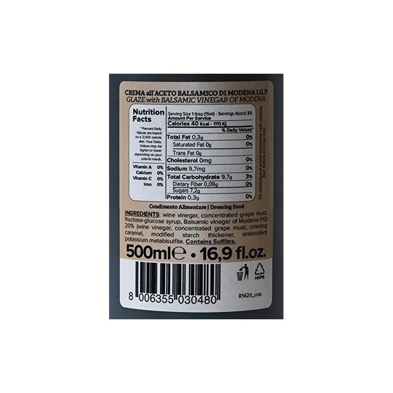 Glaze with Balsamic Vinegar of Modena IGP 16.9 fl oz