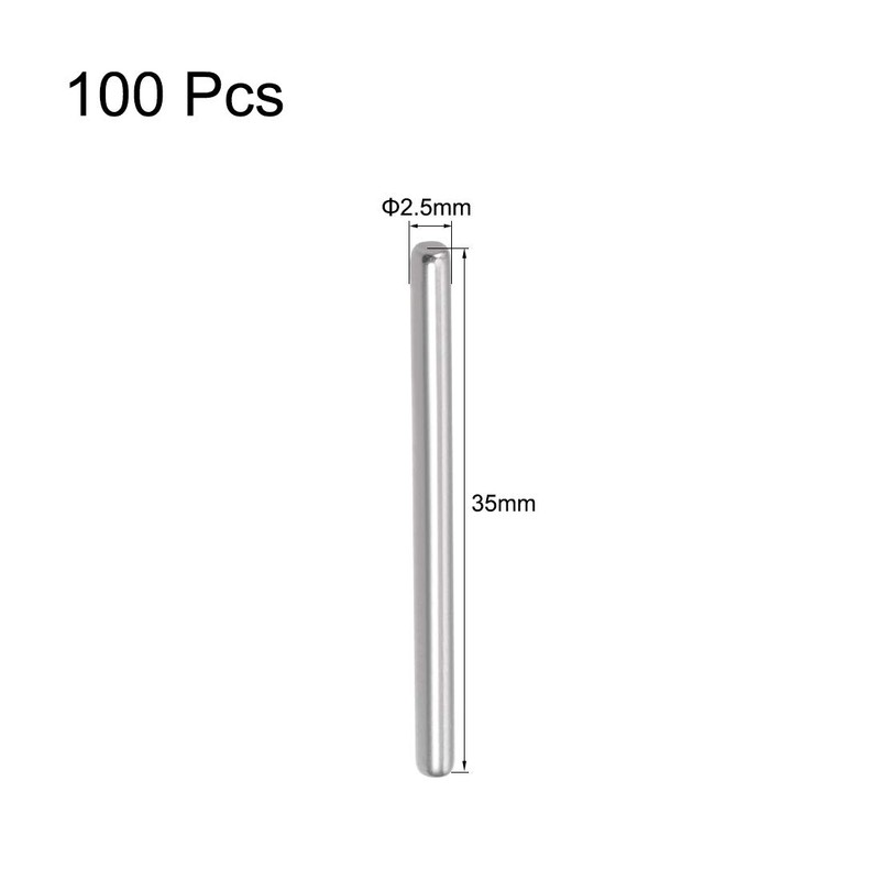 sourcing map 100pcs 2.5mm x 35mm Dowel Pin 304 Stainless