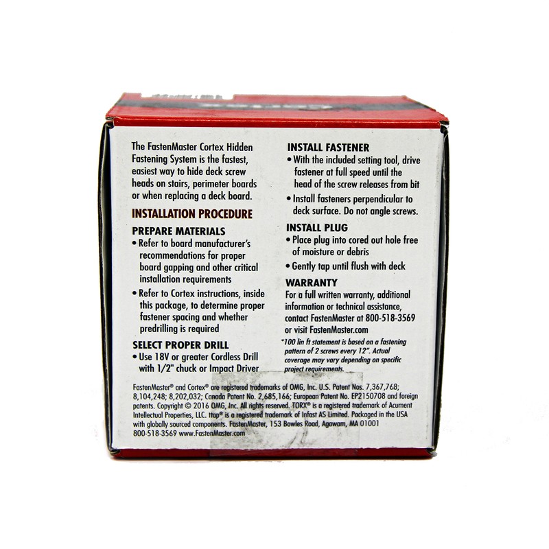 Fastenmaster Cortex for Decks Hidden Fasteners - Trex Transcend Tiki