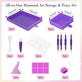 Diamond Art Trays with Lids - Diamond Art Painting Storage,Diamond Art Painting Trays,26pcs Diamond Art Painting Pens Accessories Tools Trays Storage Kit Supplies,Diamond Bead Organizers Storage