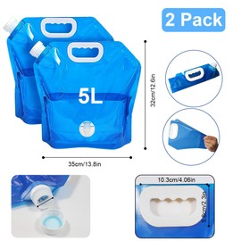 Ruayia Foldable Water Canister with Tap 5 L, Pack of 2, Water Container, Folding Canister, Drinking Water with Carry Handle, Water Container with Tight Lid, Hiking, Picnics, Water Storage at Home