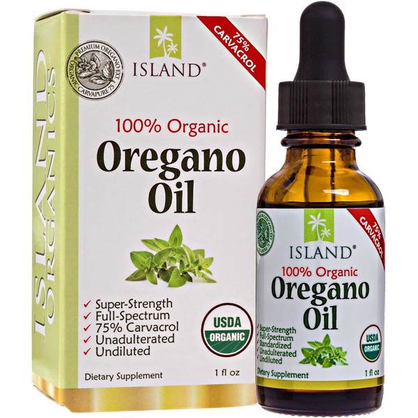 Island Nutrition, Oregano Oil Organic Liquid Drops - 100% Pure & Undiluted (1 fl oz) - Super-Strength, Grown in Spain - Immune Supplement with Organic Essential Oil of Oregano (Aceite de Oregano)