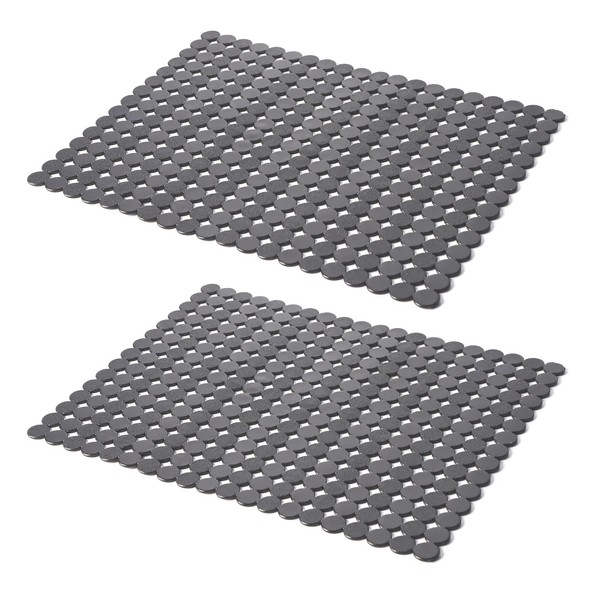 Kitchen Sink Mat Non-Slip Sink Protector,2 Pcs Adjustable Stainless Steel/Ceramic