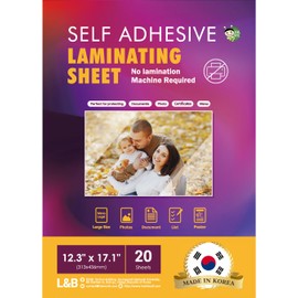 Self Adhesive Laminating Sheets 12.3x17.1 inch, 20 Pack, 4mil Thickness, No Heat, No Machine Laminating Sheets Self Sealing by HA SHI