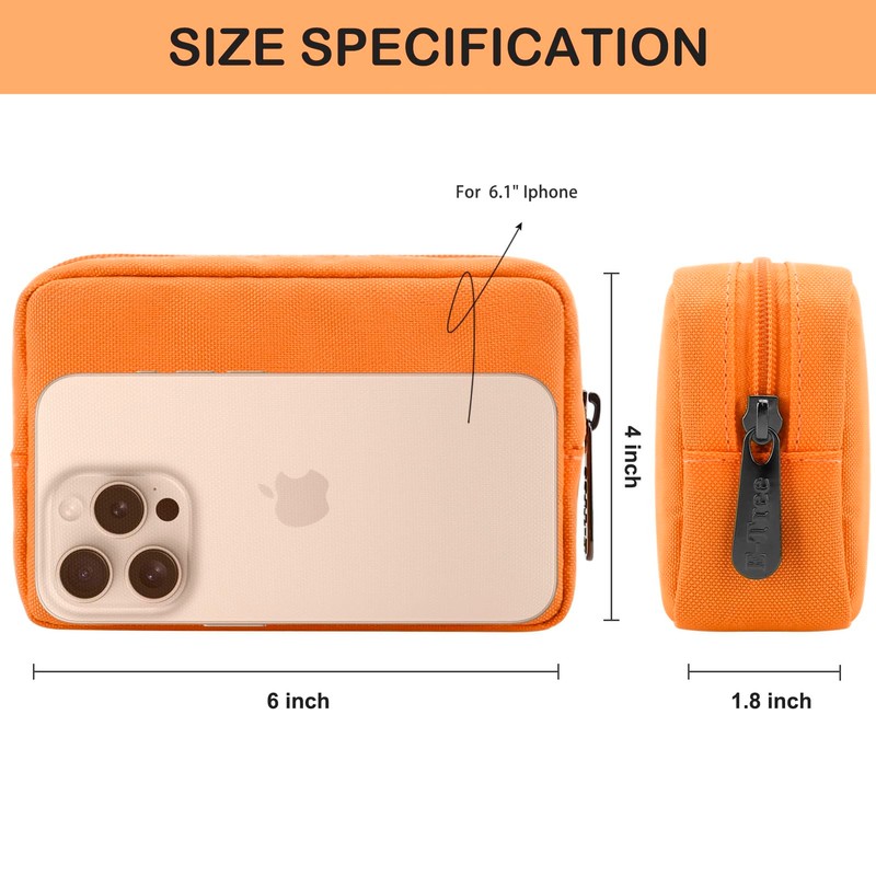 JINSI Small Makeup Bag Cosmetic Pouch Zipper Mini Tech Charger