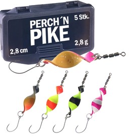 Trout Spoon Set for Trout & Bass, Trout Bait with Box for Fishing with UL Baits in Two Sizes, Fishing Accessories for Fishing with Spoons, 5 or 10 Pieces (5 x 2.8 cm / 2.8 g)