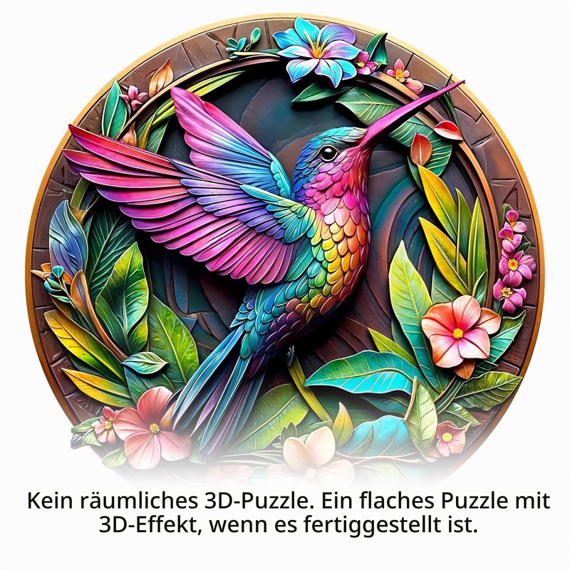 KaayeeWood Holzpuzzle Erwachsene,300 Teile Bunter Kolibri Holz Puzzle
