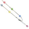 JOSCO Faceted Round Multi-Color Crystal Anklet, Bracelet. 925 Sterling Silver