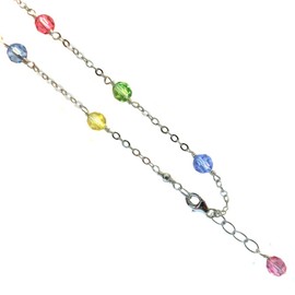 JOSCO Faceted Round Multi-Color Crystal Anklet, Bracelet. 925 Sterling Silver 6,7,8,9,10,11,12,13 Inches (11)