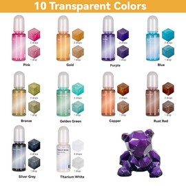 LIGHTWISHレジン 着色剤 レジン液 UVレジン用染料 メタリックカラー 10色 エポキシ樹脂顔料 高濃度 レジン液用 樹脂着色用 樹脂/アルコールインク紙/ガラス/セラミック/金属などに適用 10ml