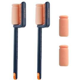 LELE LIFE Bottle Brush Cleaner Set for Inner & Outer Walls, 2 Pack Long Handle Water Bottle Brush with Straw Brush, 3-in-1 Bottle Brushes for Cleaning Bottle Cup Tumbler Mug,Blue