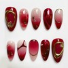 24Pcs Ombre Red Press on Nails Medium Almond Fake Nails