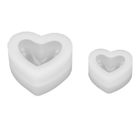 Zerodis 2Ps 3D Corazón Moldes de Silicona, Bricolaje en Forma de Corazón Espejo Molde de Silicona Epoxi Aromaterapia Jabón de Yeso Molde Resina Epoxi Joyería Molde de Silicona Moldes Colgantes