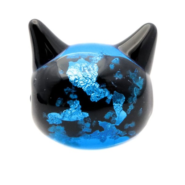 Firefly Glass Cat Beads, Glow in the Dark Parts, Cat Production, Grain Seller, Blue, Blue, Maneki Neko, Okinawa, Souvenir, Cute, Dragonfly Ball, 5 Tablets