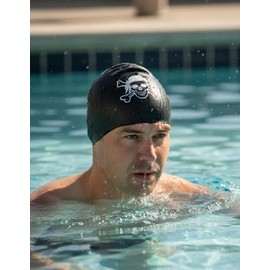 escualo Gorra para Natacion Unisex Adulto Modelo Calavera (Silicon) Impermeable, Unitalla, Color Negro