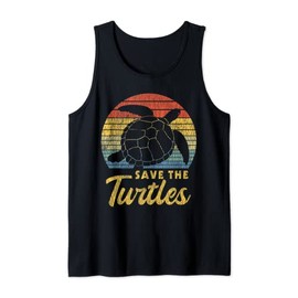 Retro Vintage Save The Turtles Skip The Straw Sea Animal Tank Top