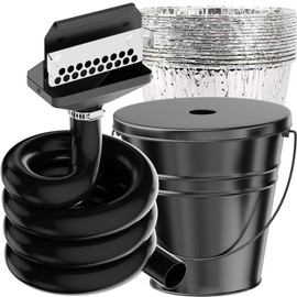 Upgraded Rear Grease Drainage Funnel for Blackstone, Griddle Grease Catcher, 304 Stainless Steel Grease Gate, 0.6 Gal Capacity Bucket W/Lid, 10 Aluminum Drip Liners, Blackstone Griddle Accessories