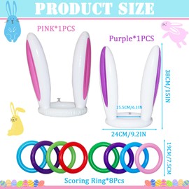 2 Sets Easter Party Toss Game Inflatable Bunny Rabbit Ears Hat Rings Toss Toys,Easter Inflatable Ring Toss Games Target Toy Easter Gifts for Kids,Adults Family Indoor Outdoor Game Easter Party Favors