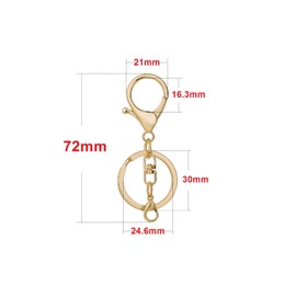 Juego de 20 cierres de gancho de garra de langosta dorada con anillo de llavero dividido plano con clip de gatillo giratorio con pequeño cierre de langosta para hacer manualidades y joyas