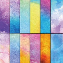 48 hojas de papel de álbum de recortes de 11 x 11 pulgadas, patrón de acuarela, papel decorativo para diario, tarjetas de bricolaje y álbumes de fotos, suministros de manualidades estéticas para niños