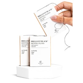 Terra & Co., Brilliant Black Dental Floss (3 Pack) | Organic Teeth Whitening Products | All Natural, with Activated Bamboo Charcoal | Vegan & Cruelty Free | Luxury Dental Care