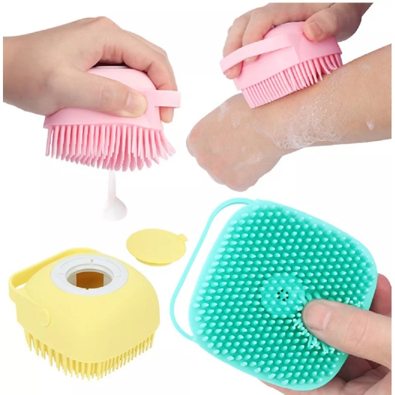 TIKA Silicone Bath Brush w Soap Dispenser-Body Scrubber, Handheld Hygiene