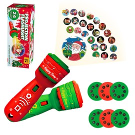 POPOYU 2Pcs Christmas Projector Torch for Kids,Christmas Slide Projector Torch with Realistic 24 Patterns Flashlight Projector,Kids Sleep Story Projector for Fun Christmas Stocking Eve Box Fillers