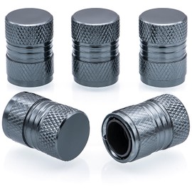 MEAJOO 5PCS Tire Valve Stem Caps, with Plastic Liner, Dustproof, Airtight Seal, Light-Weight, Universal Tire Valve Stem Covers for Cars, SUV, Trucks, Bikes, Motorcycles, Bicycles(Gray)