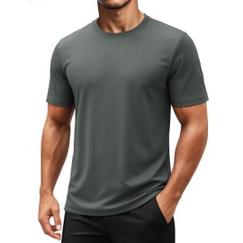 MAGCOMSEN Mens Workout Shirts Dry Fit Short Sleeve Running Tee UV Protection Athletic Crew Neck Sretch Tops Darkgray M