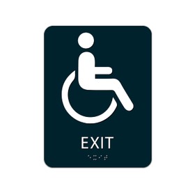 ALPHA DOG ADA SIGNS - Handicap Exit Sign with Braille for Your Business, 8x6 Inch, ADA Compliant, Indoor or Outdoor, Easy Installation, Made in the USA, Black