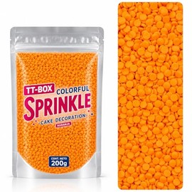 TT-BOX Sprinkles Confeti Comestible, Multicolor Pastel, 200 g, Decoración para Repostería, Pasteles y Cupcakes (Naranja)