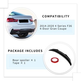 XPHAZZ Carbon Fiber Pattern F36 Spoiler PSM-Style Compatible with (2014-2020) 4-Series F36 4-Door Gran Coupe